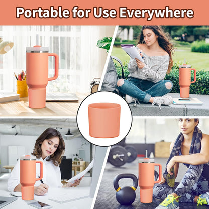 Higher Silicone Boot Compatible with Stanley Quencher H2.0 20/30/40oz | Tumbler Cups Anti-Slip & Anti-Scratch Soft Water Bottle Bottom Sleeve Cover Protector for IceFlow Flip 20/30oz, BPA Free - Colors B
