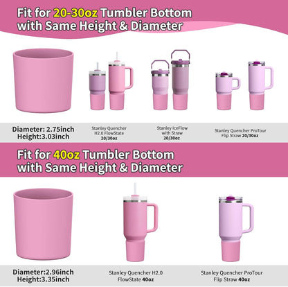 Higher Silicone Boot Compatible with Stanley Quencher H2.0 20/30/40oz | Tumbler Cups Anti-Slip & Anti-Scratch Soft Water Bottle Bottom Sleeve Cover Protector for IceFlow Flip 20/30oz, BPA Free - Colors B