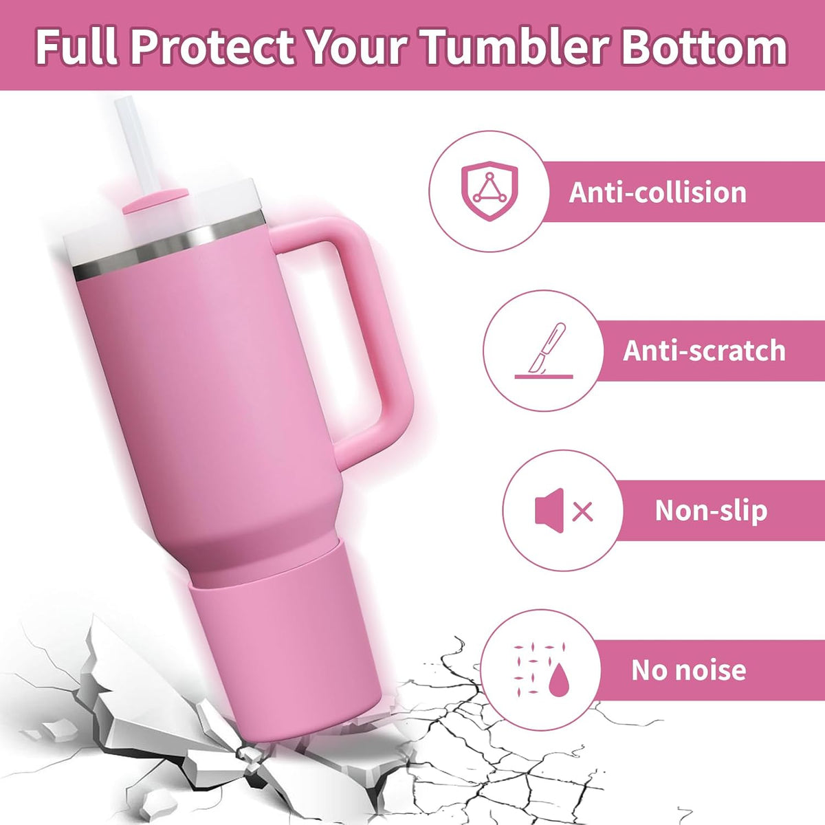 Higher Silicone Boot Compatible with Stanley Quencher H2.0 20/30/40oz | Tumbler Cups Anti-Slip & Anti-Scratch Soft Water Bottle Bottom Sleeve Cover Protector for IceFlow Flip 20/30oz, BPA Free - Colors B