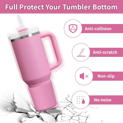 Higher Silicone Boot Compatible with Stanley Quencher H2.0 20/30/40oz | Tumbler Cups Anti-Slip & Anti-Scratch Soft Water Bottle Bottom Sleeve Cover Protector for IceFlow Flip 20/30oz, BPA Free - Colors B