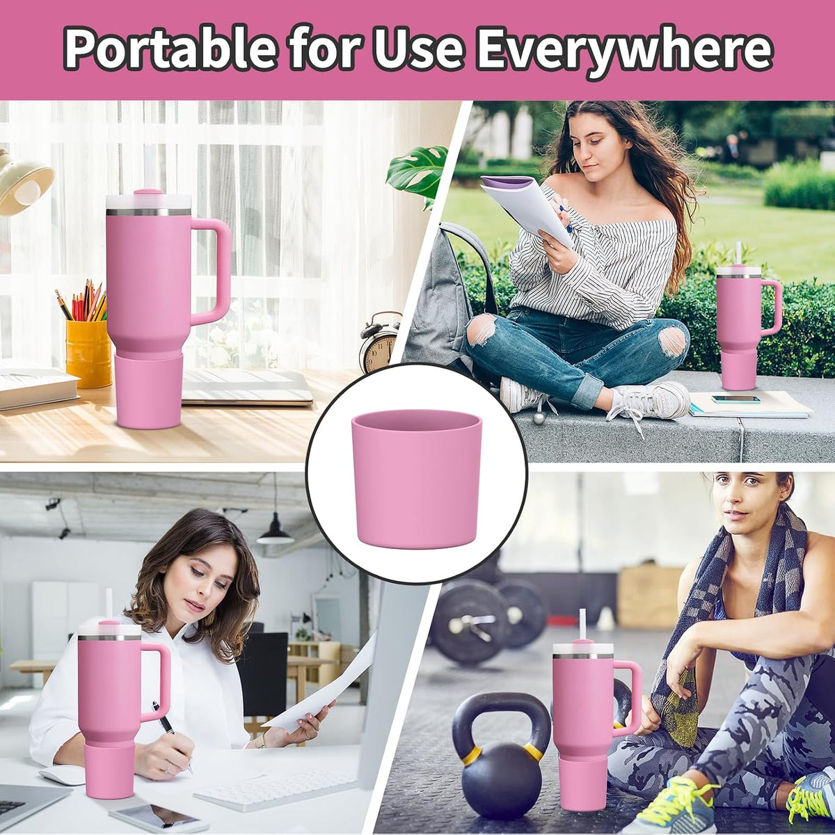 Higher Silicone Boot Compatible with Stanley Quencher H2.0 20/30/40oz | Tumbler Cups Anti-Slip & Anti-Scratch Soft Water Bottle Bottom Sleeve Cover Protector for IceFlow Flip 20/30oz, BPA Free - Colors B