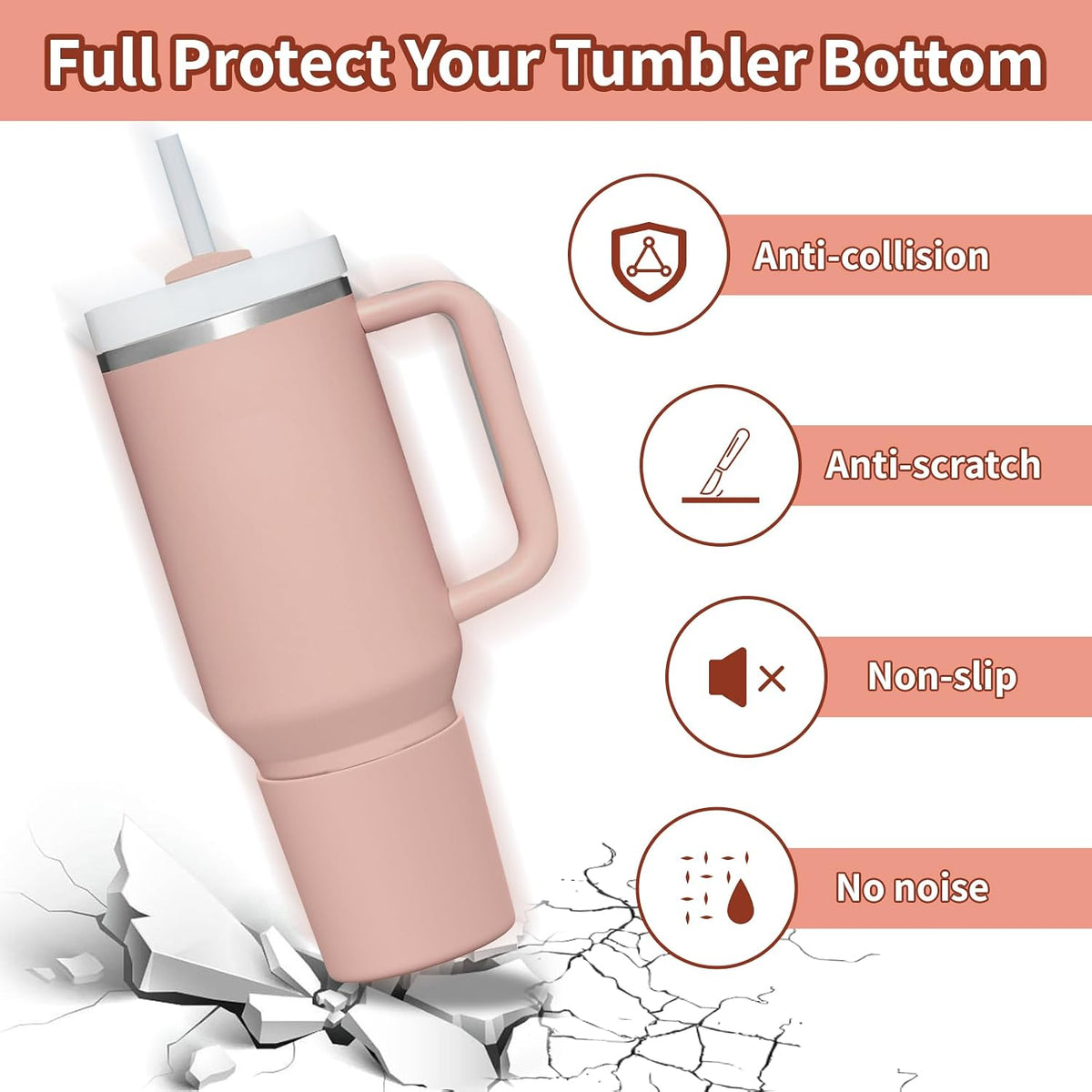 Higher Silicone Boot Compatible with Stanley Quencher H2.0 20/30/40oz | Tumbler Cups Anti-Slip & Anti-Scratch Soft Water Bottle Bottom Sleeve Cover Protector for IceFlow Flip 20/30oz, BPA Free - Colors B