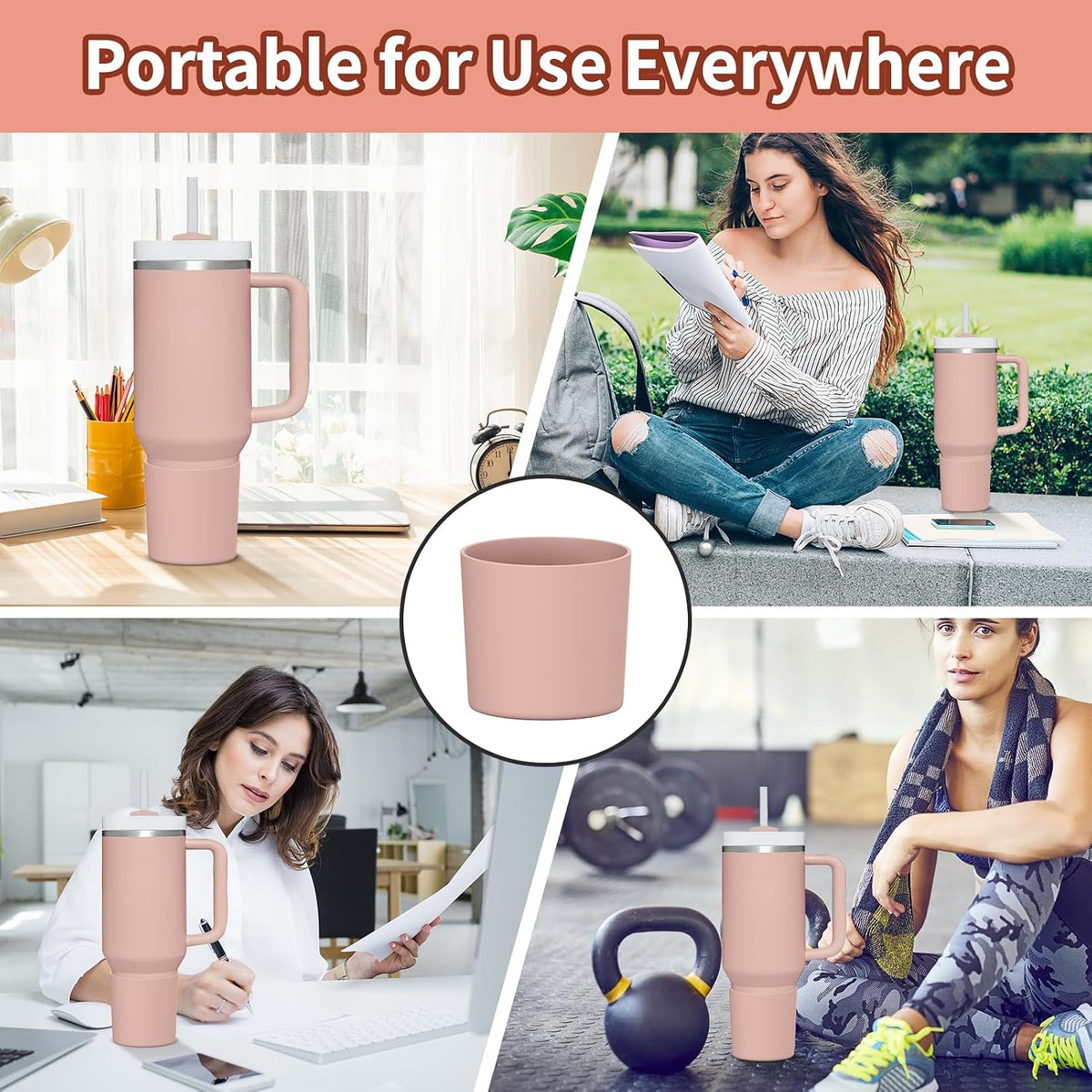 Higher Silicone Boot Compatible with Stanley Quencher H2.0 20/30/40oz | Tumbler Cups Anti-Slip & Anti-Scratch Soft Water Bottle Bottom Sleeve Cover Protector for IceFlow Flip 20/30oz, BPA Free - Colors B