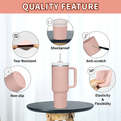 Higher Silicone Boot Compatible with Stanley Quencher H2.0 20/30/40oz | Tumbler Cups Anti-Slip & Anti-Scratch Soft Water Bottle Bottom Sleeve Cover Protector for IceFlow Flip 20/30oz, BPA Free - Colors B