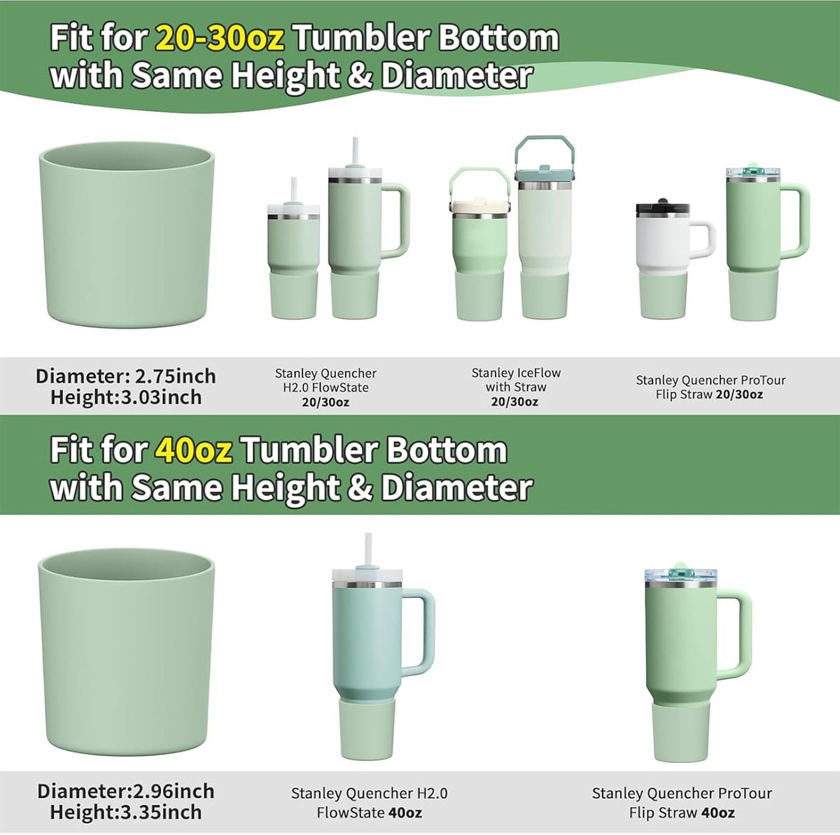 Higher Silicone Boot Compatible with Stanley Quencher H2.0 20/30/40oz | Tumbler Cups Anti-Slip & Anti-Scratch Soft Water Bottle Bottom Sleeve Cover Protector for IceFlow Flip 20/30oz, BPA Free - Colors B
