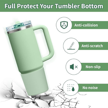 Higher Silicone Boot Compatible with Stanley Quencher H2.0 20/30/40oz | Tumbler Cups Anti-Slip & Anti-Scratch Soft Water Bottle Bottom Sleeve Cover Protector for IceFlow Flip 20/30oz, BPA Free - Colors B
