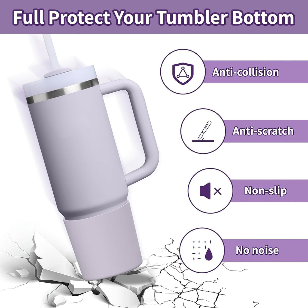 Higher Silicone Boot Compatible with Stanley Quencher H2.0 20/30/40oz | Tumbler Cups Anti-Slip & Anti-Scratch Soft Water Bottle Bottom Sleeve Cover Protector for IceFlow Flip 20/30oz, BPA Free - Colors B