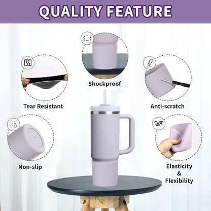 Higher Silicone Boot Compatible with Stanley Quencher H2.0 20/30/40oz | Tumbler Cups Anti-Slip & Anti-Scratch Soft Water Bottle Bottom Sleeve Cover Protector for IceFlow Flip 20/30oz, BPA Free - Colors B