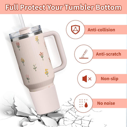 Higher Silicone Boot Compatible with Stanley Quencher H2.0 20/30/40oz | Tumbler Cups Anti-Slip & Anti-Scratch Soft Water Bottle Bottom Sleeve Cover Protector for IceFlow Flip 20/30oz, BPA Free - Colors B