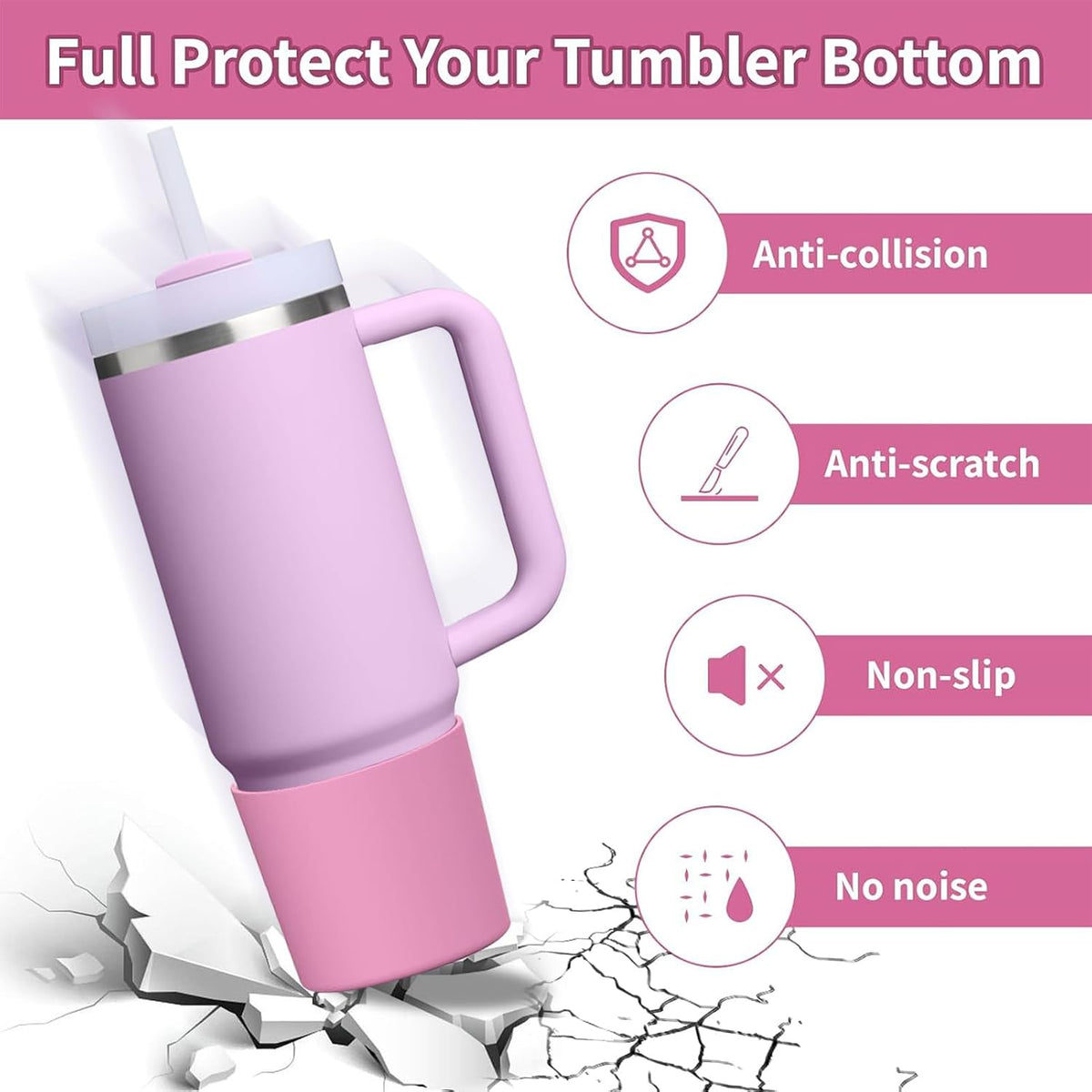 Higher Silicone Boot Compatible with Stanley Quencher H2.0 20/30/40oz | Tumbler Cups Anti-Slip & Anti-Scratch Soft Water Bottle Bottom Sleeve Cover Protector for IceFlow Flip 20/30oz, BPA Free - Colors B