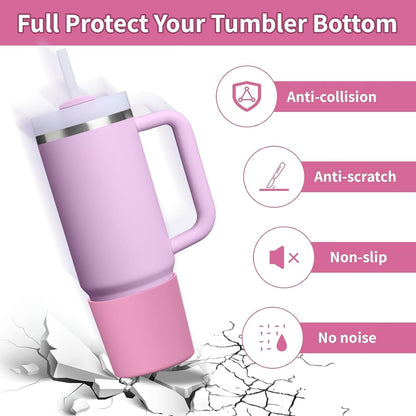 Higher Silicone Boot Compatible with Stanley Quencher H2.0 20/30/40oz | Tumbler Cups Anti-Slip & Anti-Scratch Soft Water Bottle Bottom Sleeve Cover Protector for IceFlow Flip 20/30oz, BPA Free - Colors B