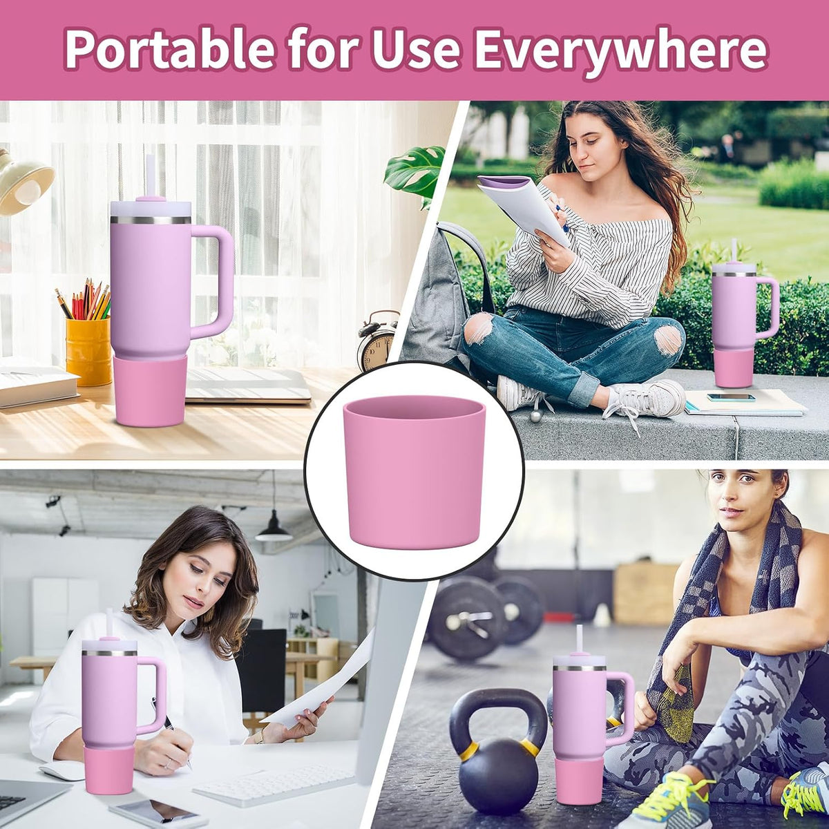 Higher Silicone Boot Compatible with Stanley Quencher H2.0 20/30/40oz | Tumbler Cups Anti-Slip & Anti-Scratch Soft Water Bottle Bottom Sleeve Cover Protector for IceFlow Flip 20/30oz, BPA Free - Colors B
