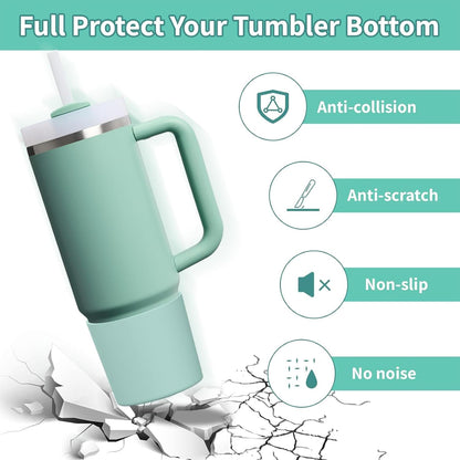 Higher Silicone Boot Compatible with Stanley Quencher H2.0 20/30/40oz | Tumbler Cups Anti-Slip & Anti-Scratch Soft Water Bottle Bottom Sleeve Cover Protector for IceFlow Flip 20/30oz, BPA Free - Colors B