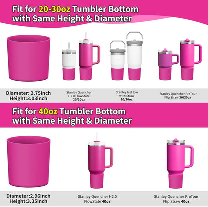 Higher Silicone Boot Compatible with Stanley Quencher H2.0 20/30/40oz | Tumbler Cups Anti-Slip & Anti-Scratch Soft Water Bottle Bottom Sleeve Cover Protector for IceFlow Flip 20/30oz, BPA Free - Colors B