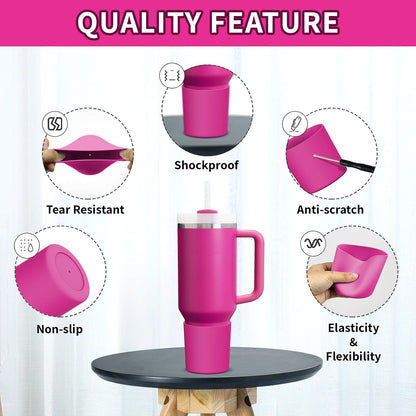 Higher Silicone Boot Compatible with Stanley Quencher H2.0 20/30/40oz | Tumbler Cups Anti-Slip & Anti-Scratch Soft Water Bottle Bottom Sleeve Cover Protector for IceFlow Flip 20/30oz, BPA Free - Colors B