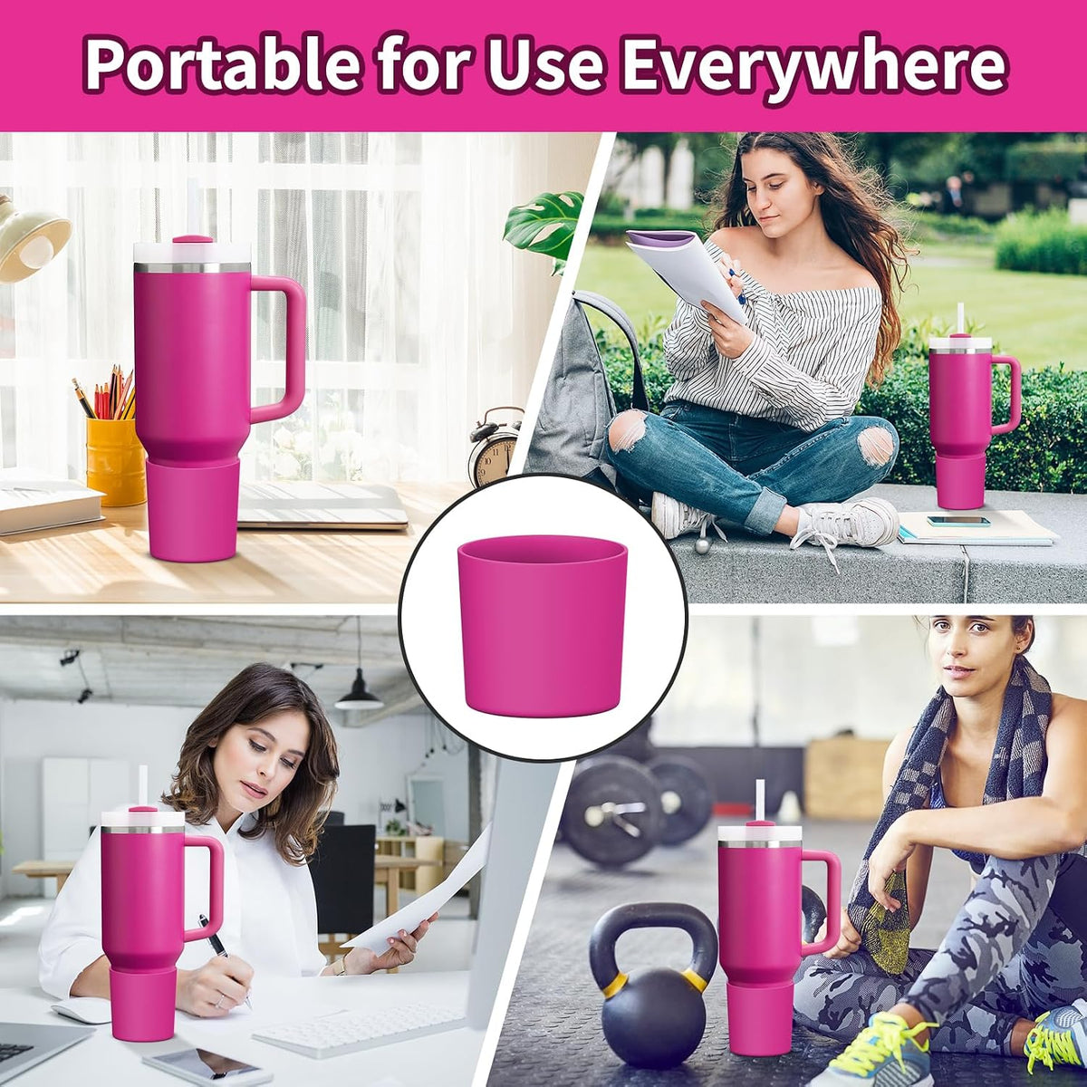 Higher Silicone Boot Compatible with Stanley Quencher H2.0 20/30/40oz | Tumbler Cups Anti-Slip & Anti-Scratch Soft Water Bottle Bottom Sleeve Cover Protector for IceFlow Flip 20/30oz, BPA Free - Colors B