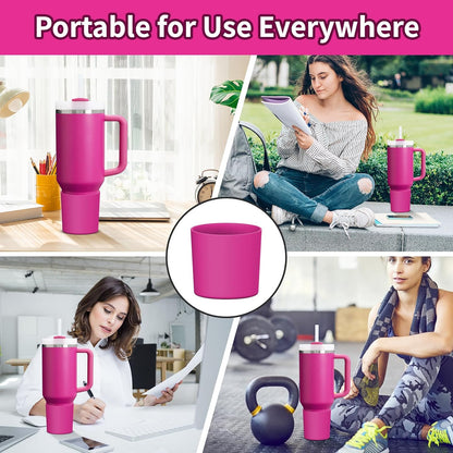 Higher Silicone Boot Compatible with Stanley Quencher H2.0 20/30/40oz | Tumbler Cups Anti-Slip & Anti-Scratch Soft Water Bottle Bottom Sleeve Cover Protector for IceFlow Flip 20/30oz, BPA Free - Colors B