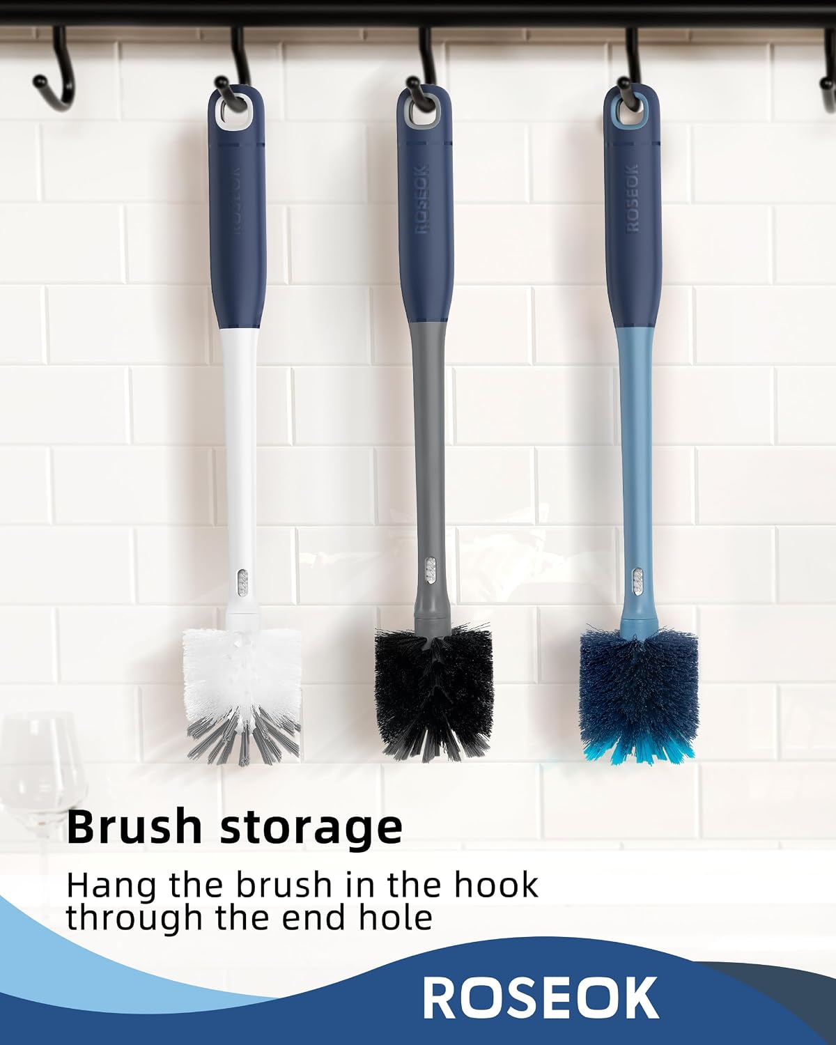 Bottle Brush with Straw Cleaner Brush, 2 in 1, Nylon Bristles