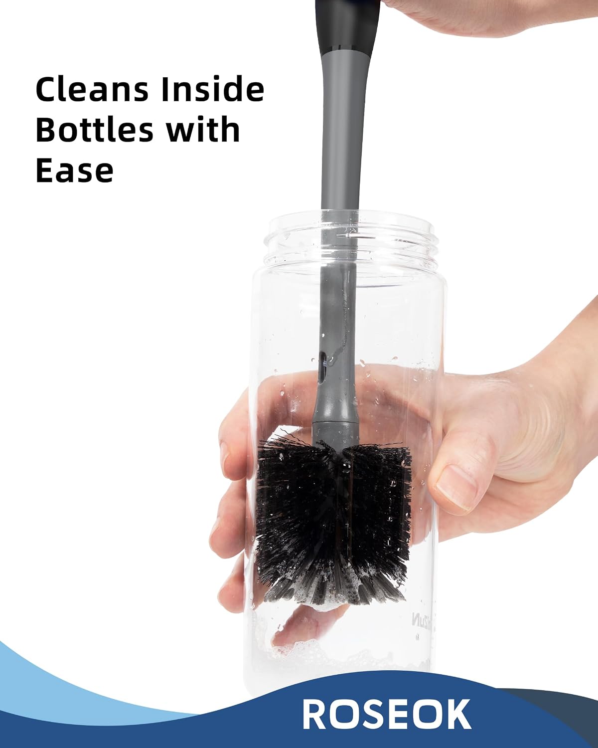 Bottle Brush with Straw Cleaner Brush, 2 in 1, Nylon Bristles