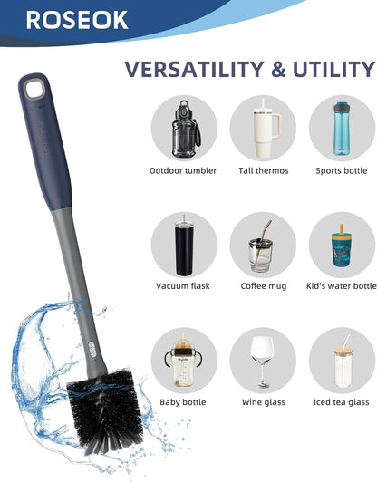 Bottle Brush with Straw Cleaner Brush, 2 in 1, Nylon Bristles