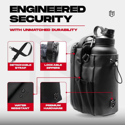 Magnetic Bottle Bag Sling Bag for Men and Women | Gym Bag for Gym, Travel, Work, and Sports | Keep Your Items off the Dirty Gym Floor With Magnetic Attachment (Black)