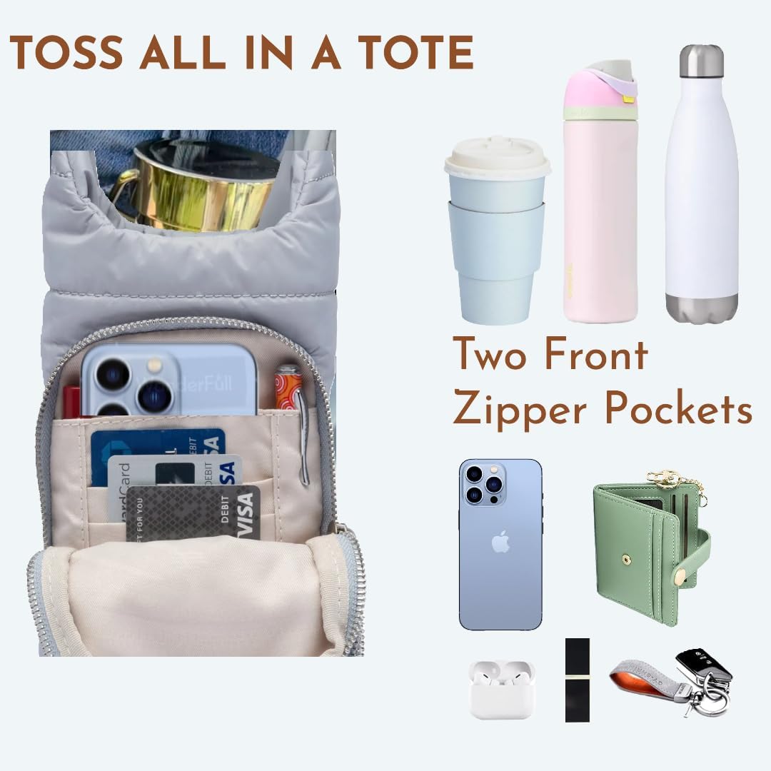 Original Crossbody Water Bottle Holder Bag with Strap.Stylish Puffer Bag.Pockets for Phone & Accessories.BEST GIFT