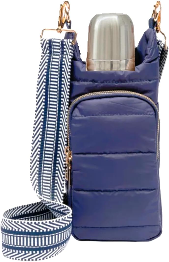 Original Crossbody Water Bottle Holder Bag with Strap.Stylish Puffer Bag.Pockets for Phone & Accessories.BEST GIFT