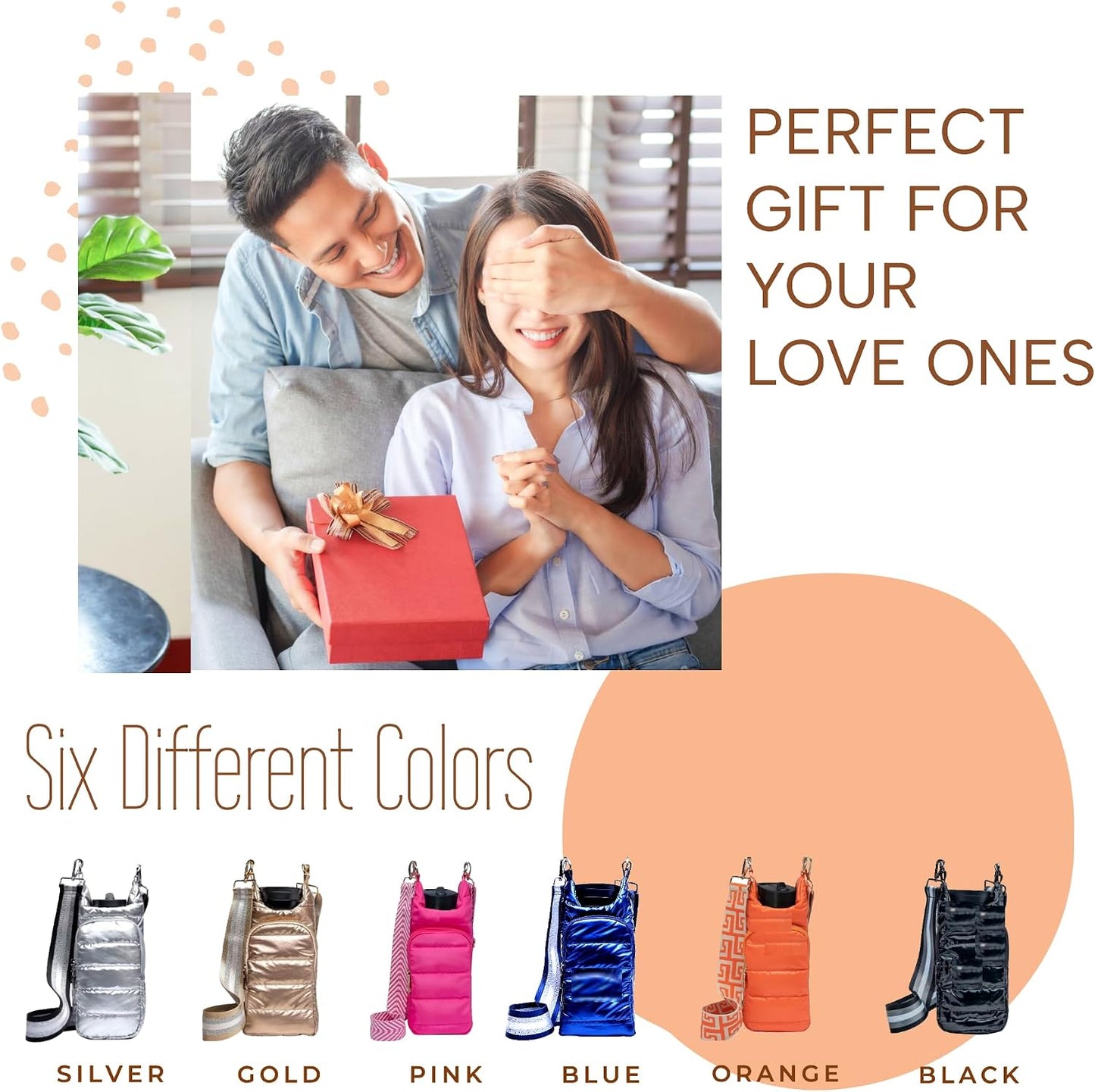 Original Crossbody Water Bottle Holder Bag with Strap.Stylish Puffer Bag.Pockets for Phone & Accessories.BEST GIFT