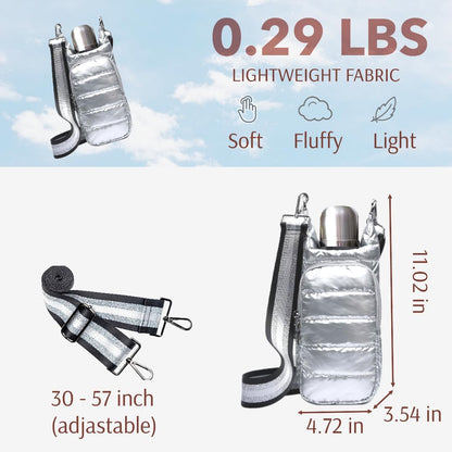 Original Crossbody Water Bottle Holder Bag with Strap.Stylish Puffer Bag.Pockets for Phone & Accessories.BEST GIFT