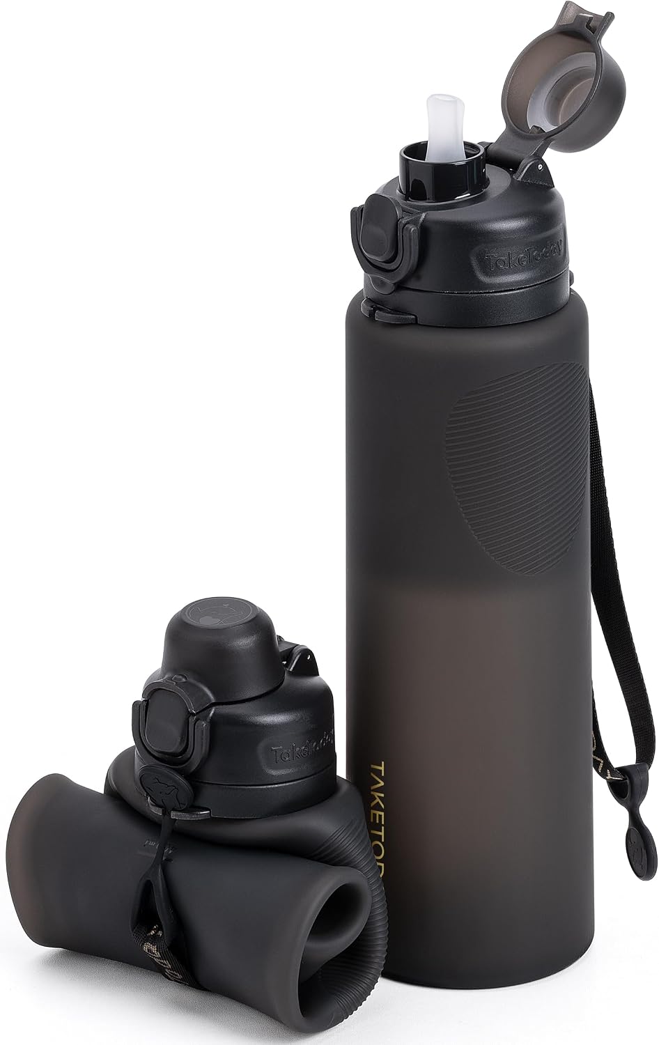 Collapsible Water Bottles 32oz, Foldable Travel Water Bottle, BPA Free, Silicone Water Bottle Leakproof for Hiking, International Travel, Outdoors