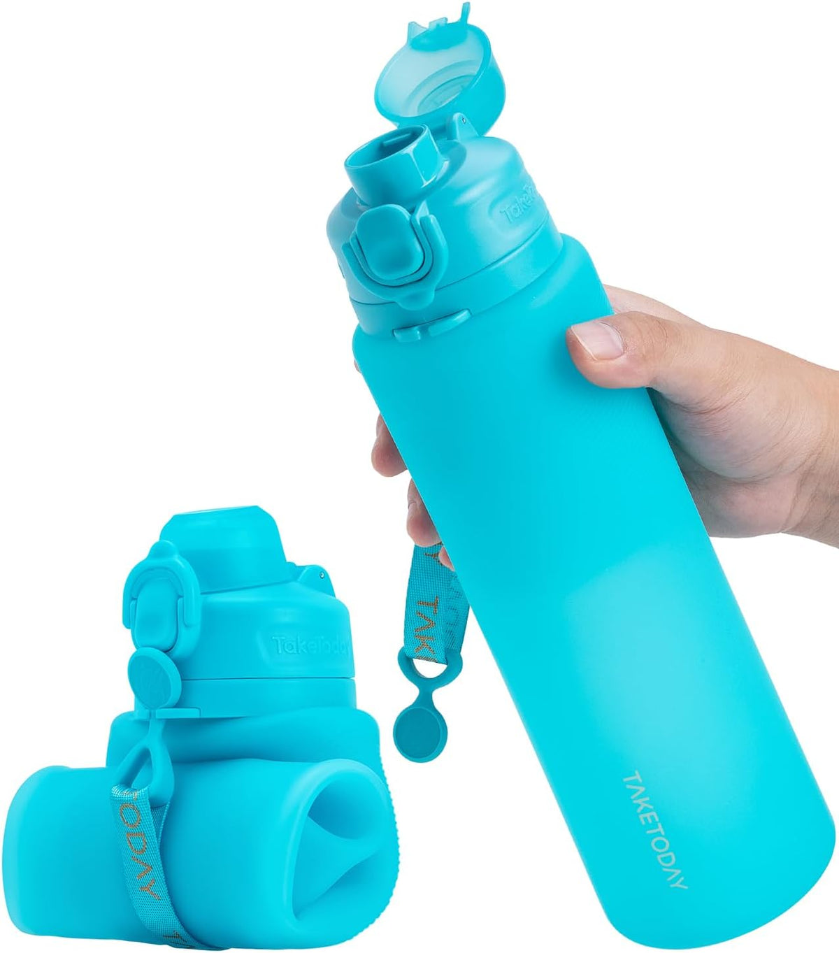 Collapsible Water Bottles 32oz, Foldable Travel Water Bottle, BPA Free, Silicone Water Bottle Leakproof for Hiking, International Travel, Outdoors