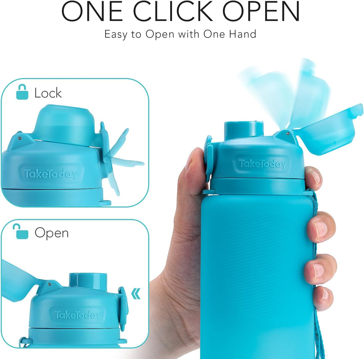 Collapsible Water Bottles 32oz, Foldable Travel Water Bottle, BPA Free, Silicone Water Bottle Leakproof for Hiking, International Travel, Outdoors