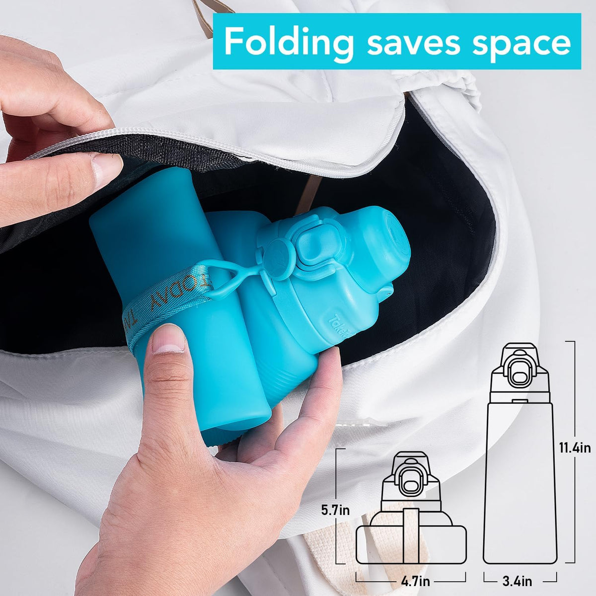 Collapsible Water Bottles 32oz, Foldable Travel Water Bottle, BPA Free, Silicone Water Bottle Leakproof for Hiking, International Travel, Outdoors