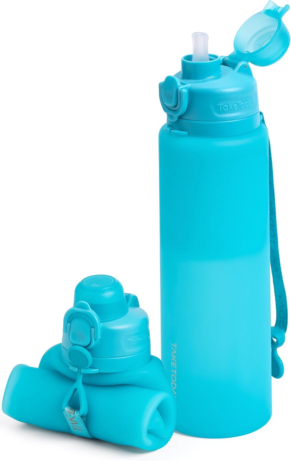 Collapsible Water Bottles 32oz, Foldable Travel Water Bottle, BPA Free, Silicone Water Bottle Leakproof for Hiking, International Travel, Outdoors