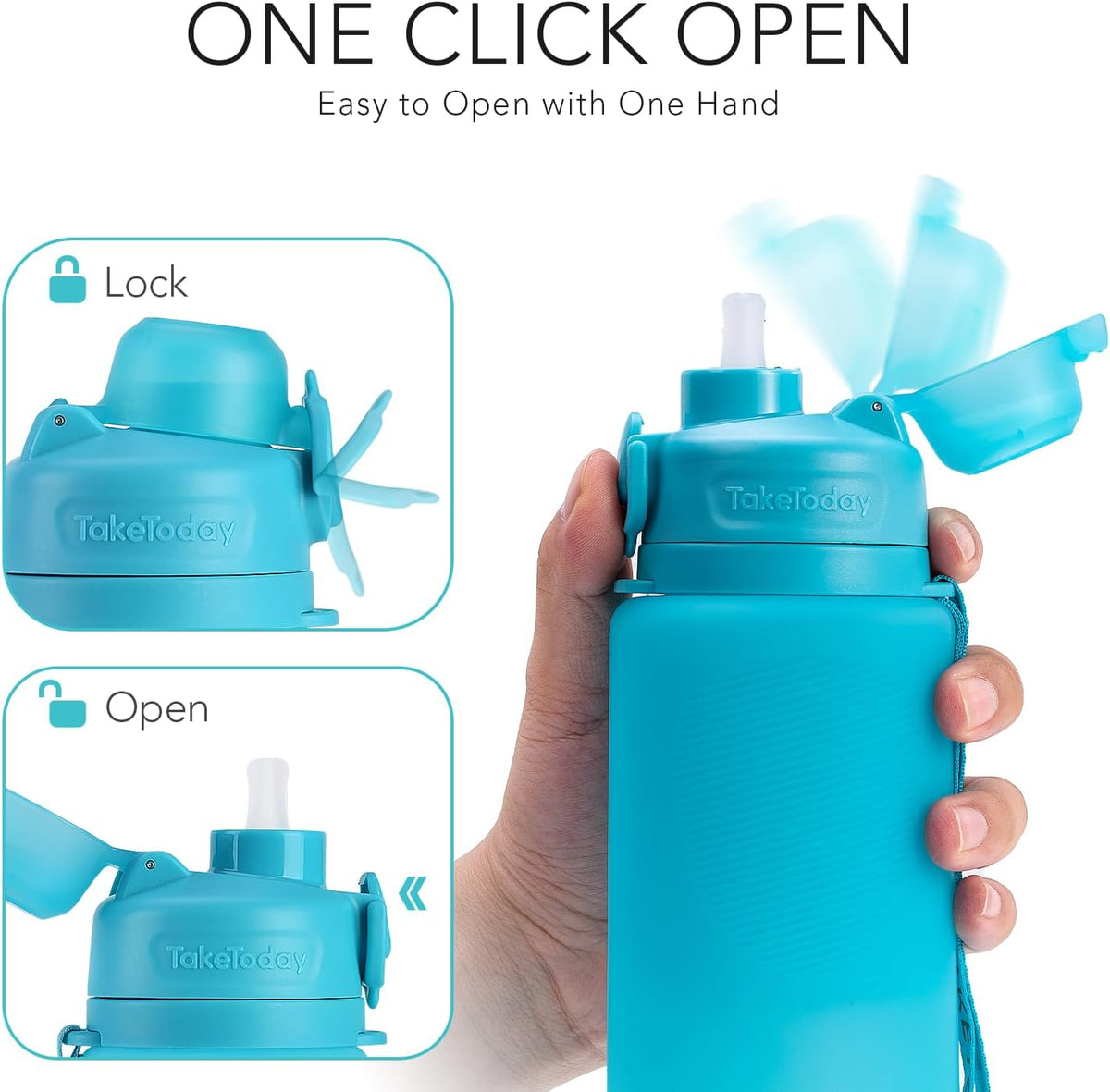 Collapsible Water Bottles 32oz, Foldable Travel Water Bottle, BPA Free, Silicone Water Bottle Leakproof for Hiking, International Travel, Outdoors