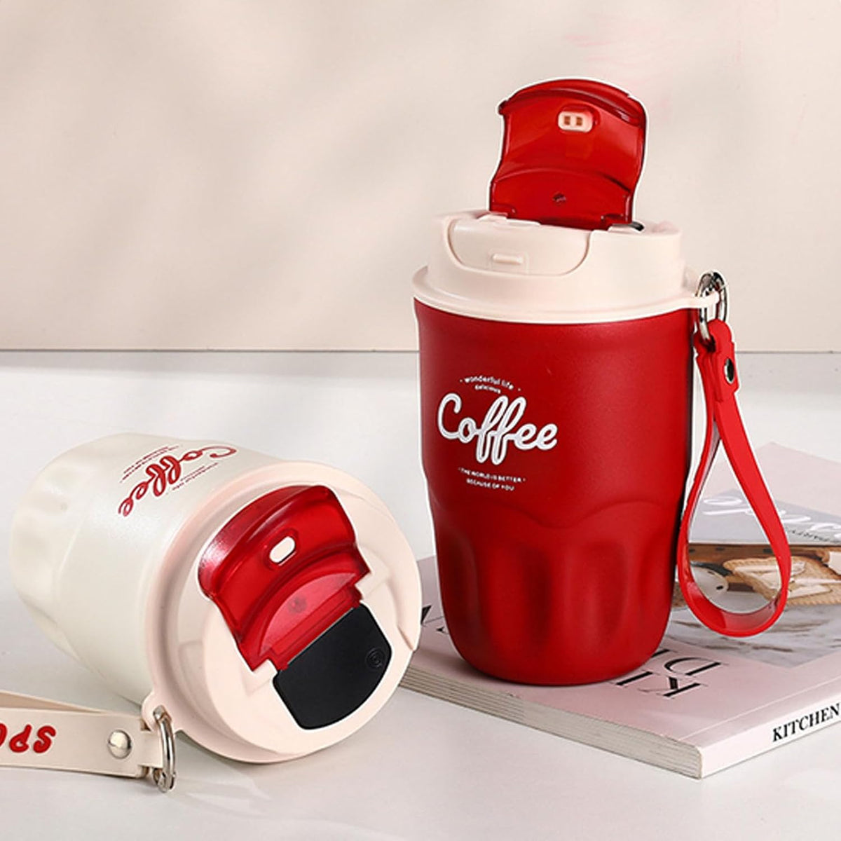 Stainless Steel Coffee Mug, Insulated Coffee Mug with Handle, Insulated -Tumbler with Lid & Handle, Leakproof, Keep Hot/Ice, Tea & Beers, for Home, Offices & Outdoor Use