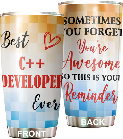 Best Caterer Ever Tumbler Stainless Steel 20oz, Office Gifts Women Men Work Friends Coworker, Driking Coffee Cup For Birthday Christmas - Colors I