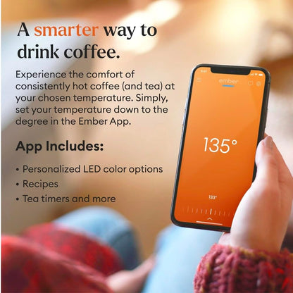 Temperature Control Smart Mug 2, 14 Oz, App-Controlled Heated Coffee Mug with 80 Min Battery Life and Improved Design, White