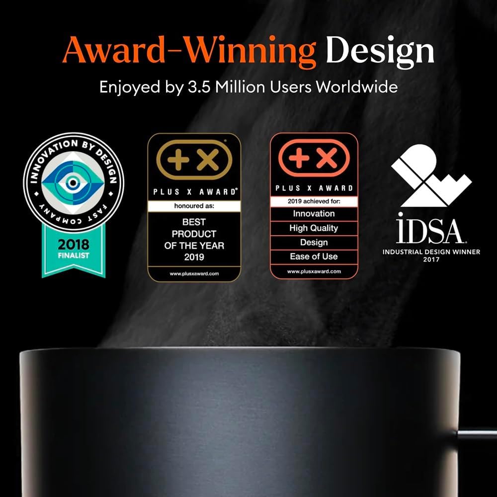 Temperature Control Smart Mug 2, 14 Oz, App-Controlled Heated Coffee Mug with 80 Min Battery Life and Improved Design, White