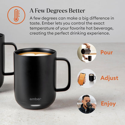 Temperature Control Smart Mug 2, 14 Oz, App-Controlled Heated Coffee Mug with 80 Min Battery Life and Improved Design, White