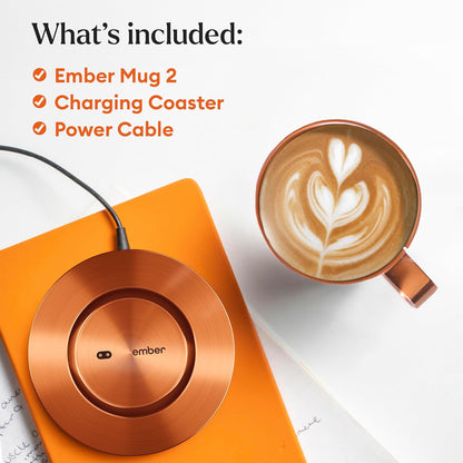 Temperature Control Smart Mug 2, 14 Oz, App-Controlled Heated Coffee Mug with 80 Min Battery Life and Improved Design, White