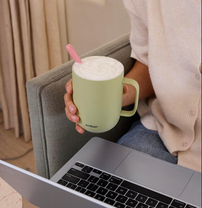 Temperature Control Smart Mug 2, 14 Oz, App-Controlled Heated Coffee Mug with 80 Min Battery Life and Improved Design, White