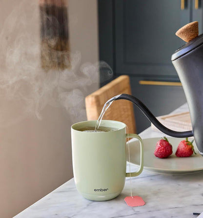 Temperature Control Smart Mug 2, 14 Oz, App-Controlled Heated Coffee Mug with 80 Min Battery Life and Improved Design, White