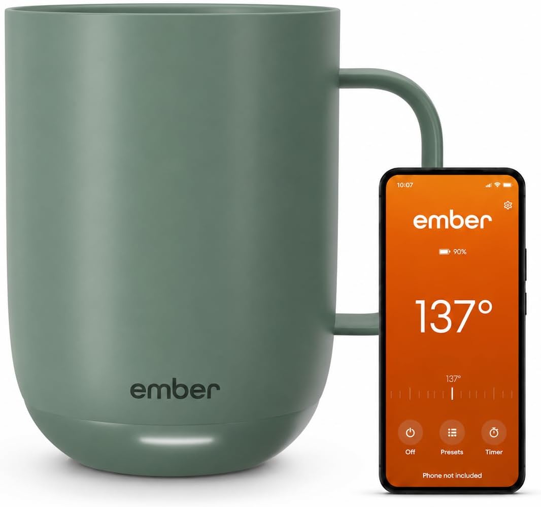 Temperature Control Smart Mug 2, 14 Oz, App-Controlled Heated Coffee Mug with 80 Min Battery Life and Improved Design, White
