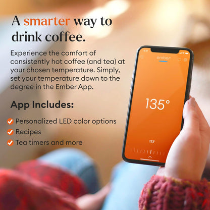 Temperature Control Smart Mug 2, 14 Oz, App-Controlled Heated Coffee Mug with 80 Min Battery Life and Improved Design, White