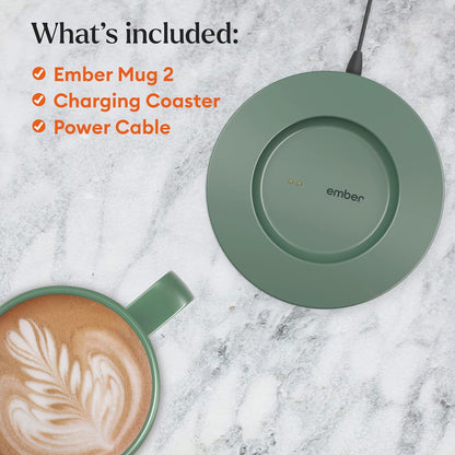 Temperature Control Smart Mug 2, 14 Oz, App-Controlled Heated Coffee Mug with 80 Min Battery Life and Improved Design, White