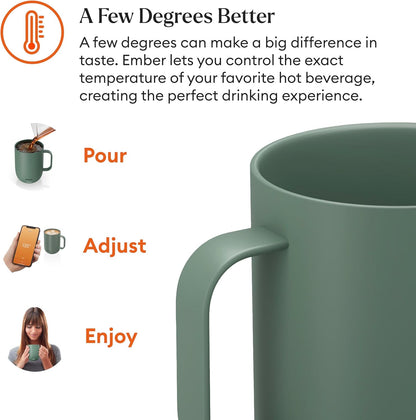 Temperature Control Smart Mug 2, 14 Oz, App-Controlled Heated Coffee Mug with 80 Min Battery Life and Improved Design, White