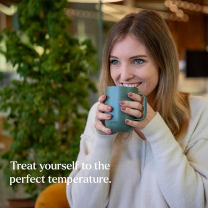 Temperature Control Smart Mug 2, 14 Oz, App-Controlled Heated Coffee Mug with 80 Min Battery Life and Improved Design, White