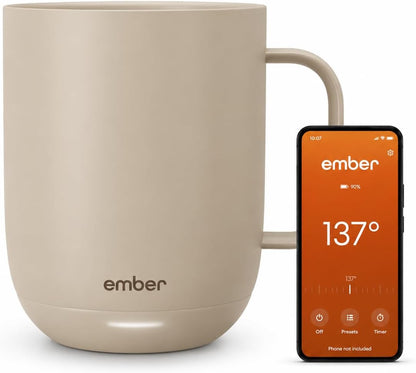 Temperature Control Smart Mug 2, 14 Oz, App-Controlled Heated Coffee Mug with 80 Min Battery Life and Improved Design, White