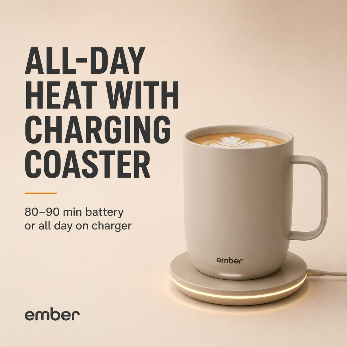 Temperature Control Smart Mug 2, 14 Oz, App-Controlled Heated Coffee Mug with 80 Min Battery Life and Improved Design, White